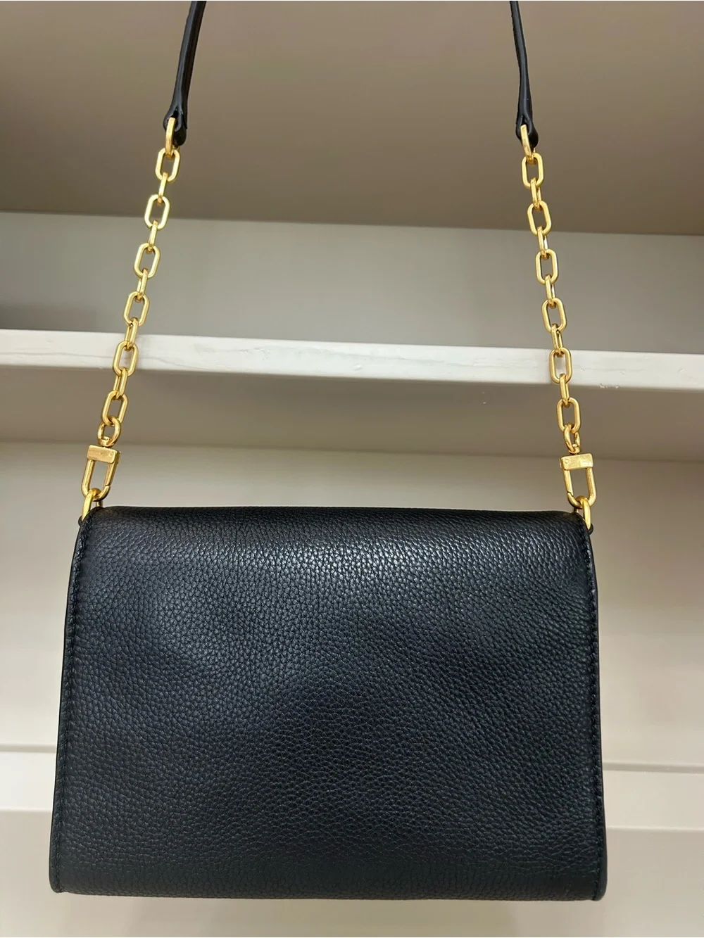Authentic Tory Burch Britten Combo Crossbody Bag Purse Handbag Black Leather